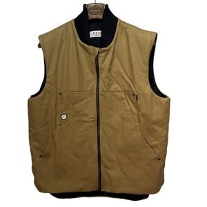 DESO Mens Hard Chore Vest Size XXL Burlywood Cotton Canvas Quilted Liner USA